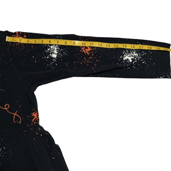 Vintage-Inspired Long Black Halloween Dress W/ Ghost & Boo Print Splatter Design - Picture 9 of 10